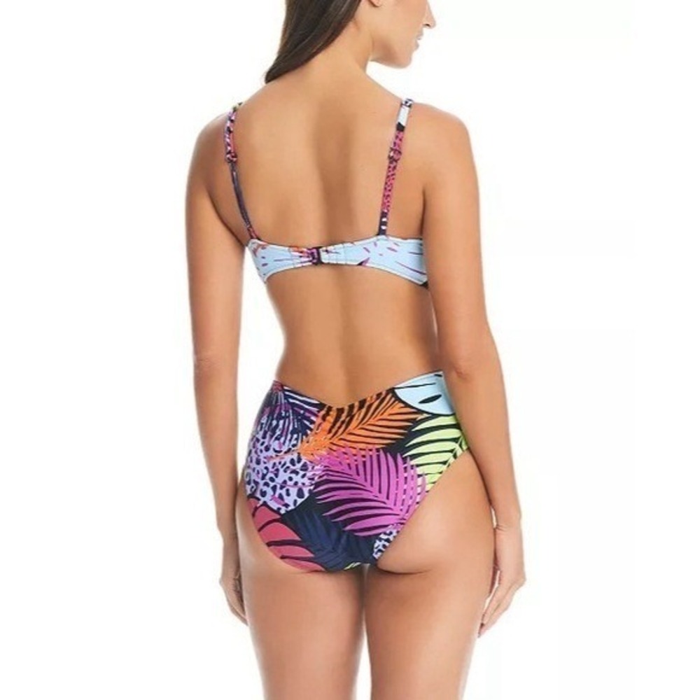 Bar III Women Palm Prowl Cross Front Monokini Swimsuit Large Multicolor Tropical - Picture 4 of 8